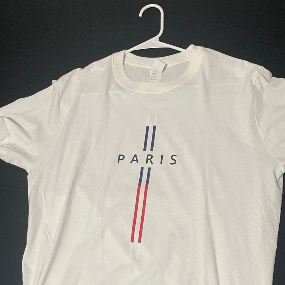 White Graphic Tee with Paris Design